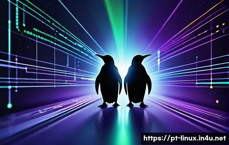 리눅스 자격증 취득 후 대기업 취업 성공 사례 - **Prompt:** A dynamic and futuristic digital art illustration showcasing Linux as the foundational "...